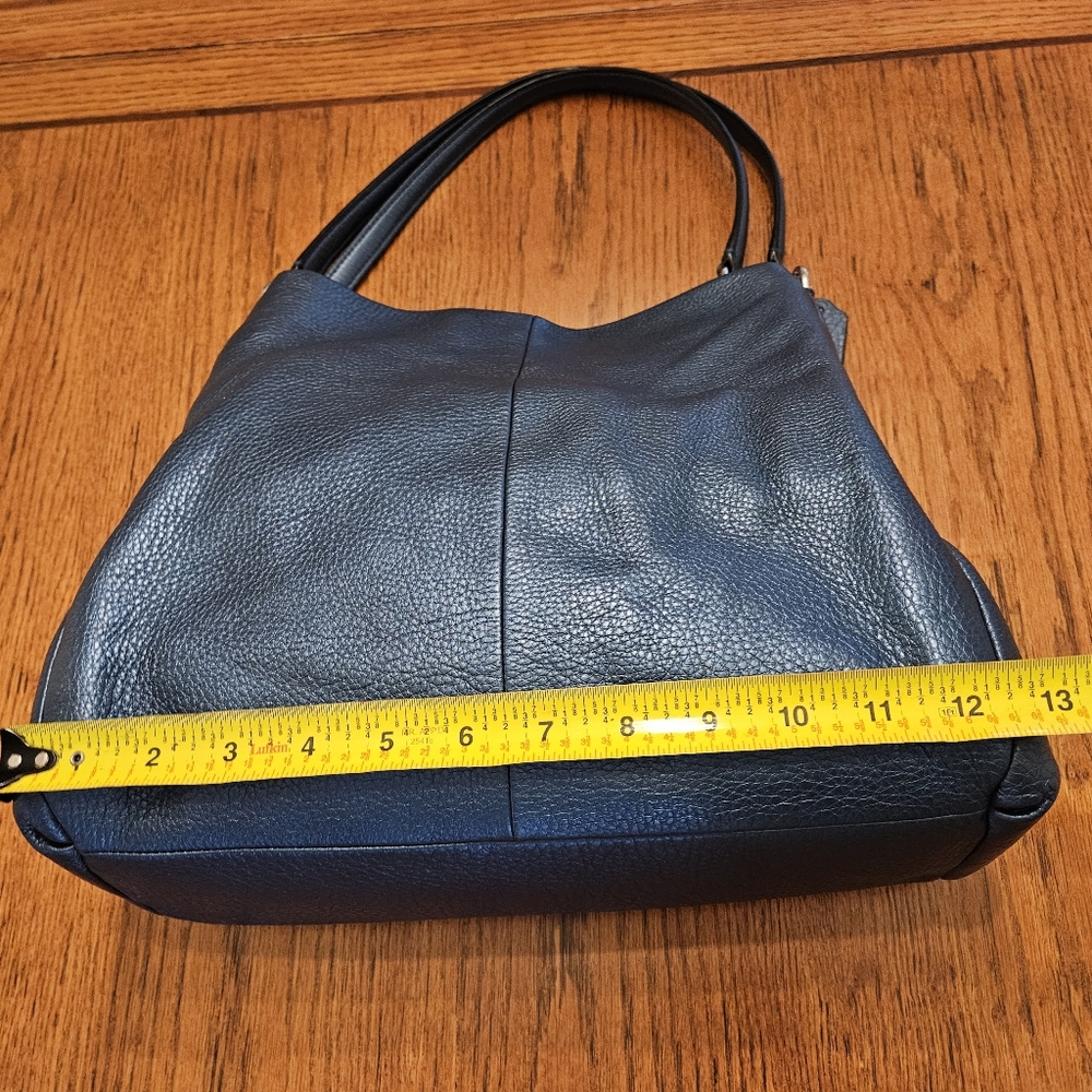 Coach Boho Metallic Navy Pebbled Leather Shoulder Bag w/ Silver Accents - Picture 10 of 12